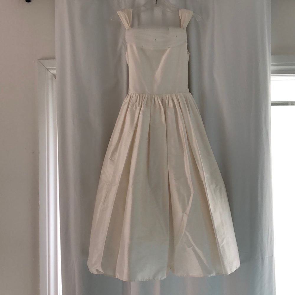 Raw silk and tulle party dress